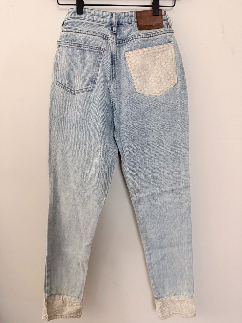 Rhythm DENIM High Waisted Light Wash Patchwork Crop Jeans | Size 2